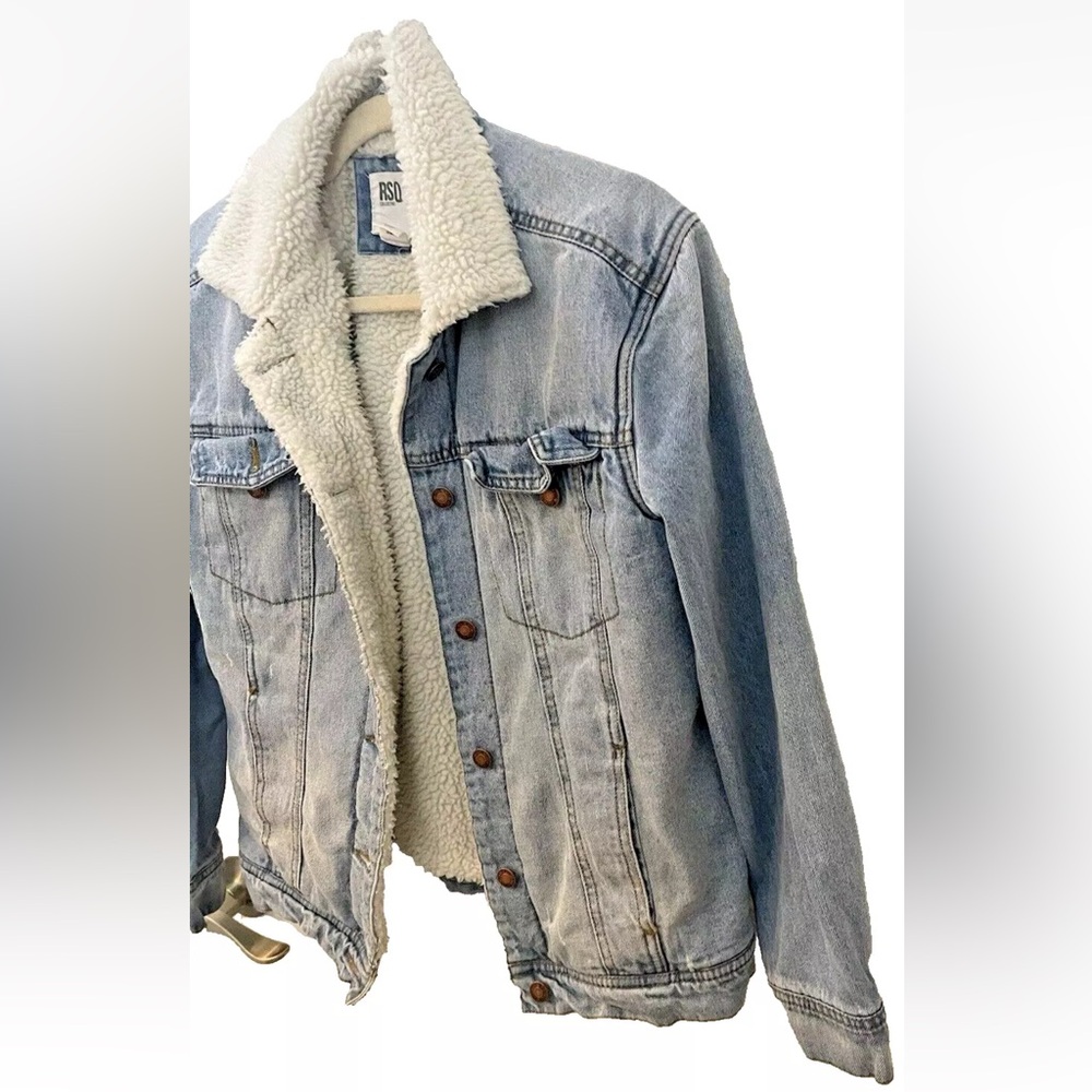 Vintage RSQ Denim Jacket With Sherpa Collar And Lining Fall Layering Blue, XS - Picture 4 of 16